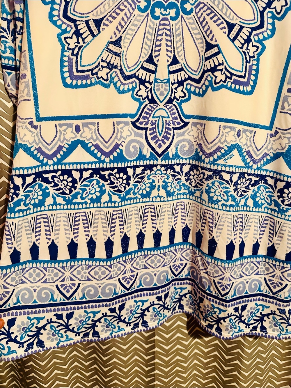 NWT Hale Bob | Blue White Paisley Print Shift Dress, Size M - Picture 4 of 8